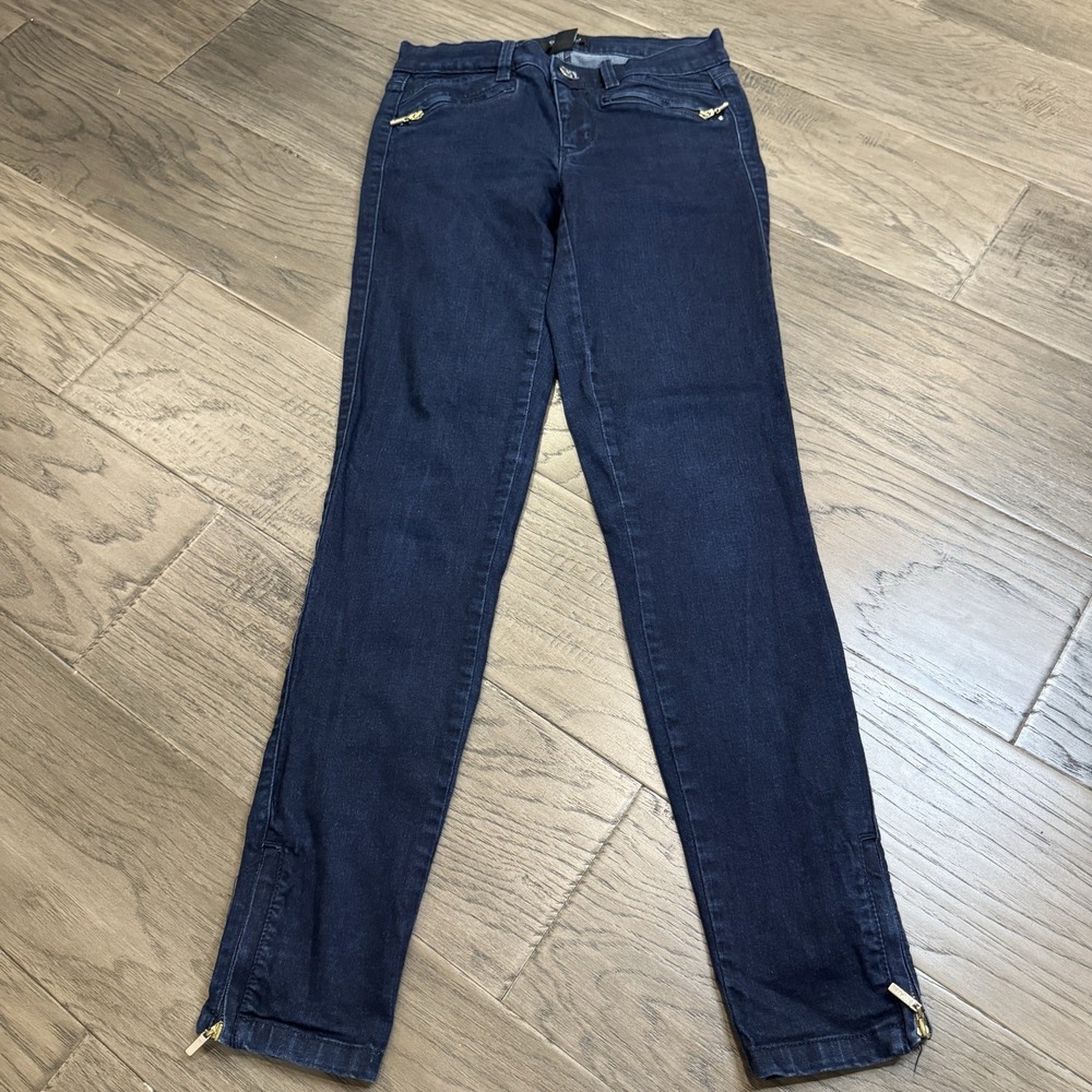 White House Black Market Skinny Jeans Womens 0 Blue Jeans Dark Embellishments